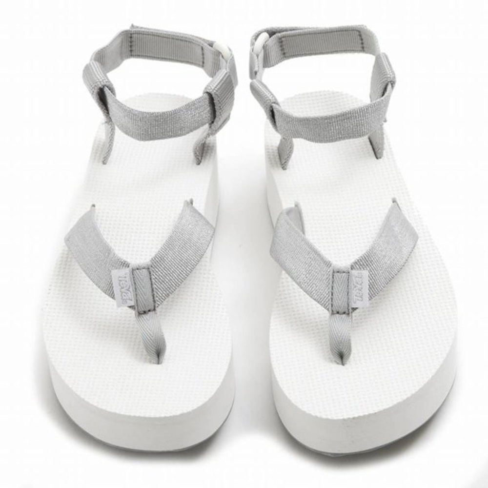 White and Silver Flatform Tevas